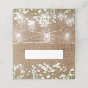 Carte De Placement Bébé's Breath Rustic Burlap Nom du Mariage