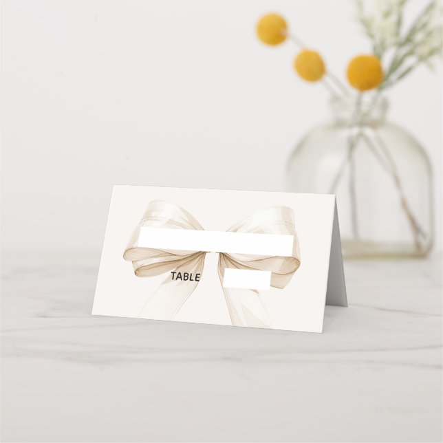Carte De Placement Beige Cream Bow Ivory Place Cards Elegant Folded (Devant)
