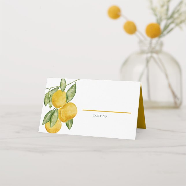 Carte De Placement Belle branche d'arbre citronnier aquarelle Fête /  (Devant)