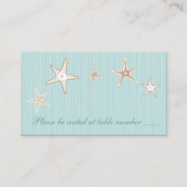 Carte De Placement Belle Plage de Seashell Table de mariage Place Car (Devant)