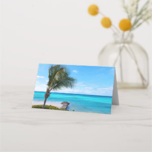Carte De Placement Belle plage tropicale aux palmiers venteux
