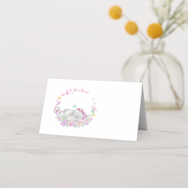 Carte De Placement Beurre Eléphant mignon rose Carte Place (Devant)