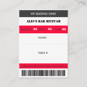 Carte De Placement Billet d'escorte d'allocation des places de
