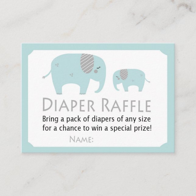 Carte De Placement Billet Raffle pour couches d'éléphants amusants (Devant)