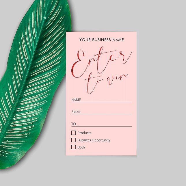 Carte De Placement Billet Raffle Prix Feminine Pink & Red Script (Créateur téléchargé)