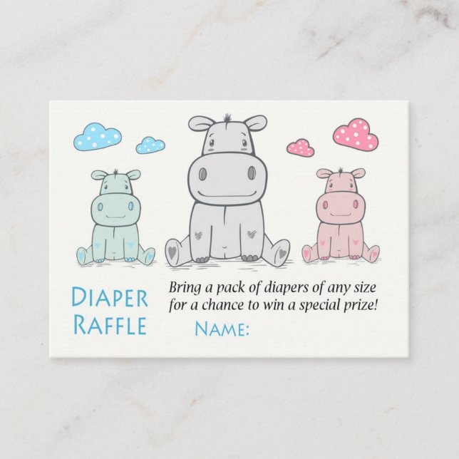 Carte De Placement Billets de rabat de couche de famille hippo (Devant)