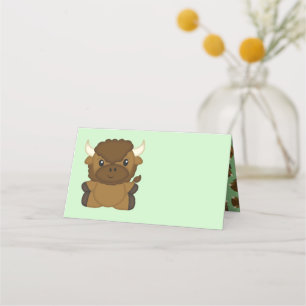Carte De Placement Bison Buffalo Baby shower vert