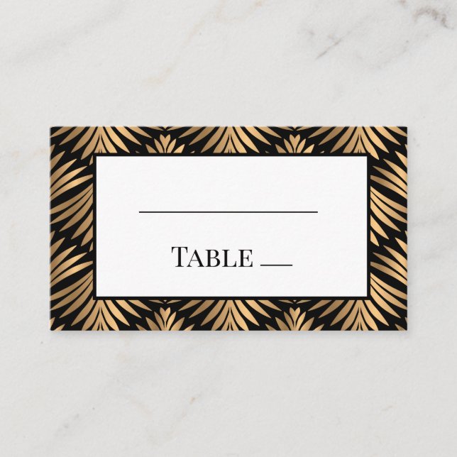 Carte De Placement Black Gold Art Déco Gatsby Mariage Elegant Party (Devant)