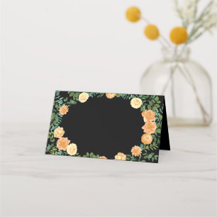 Carte De Placement Black & Peach Mariage Floral moderne