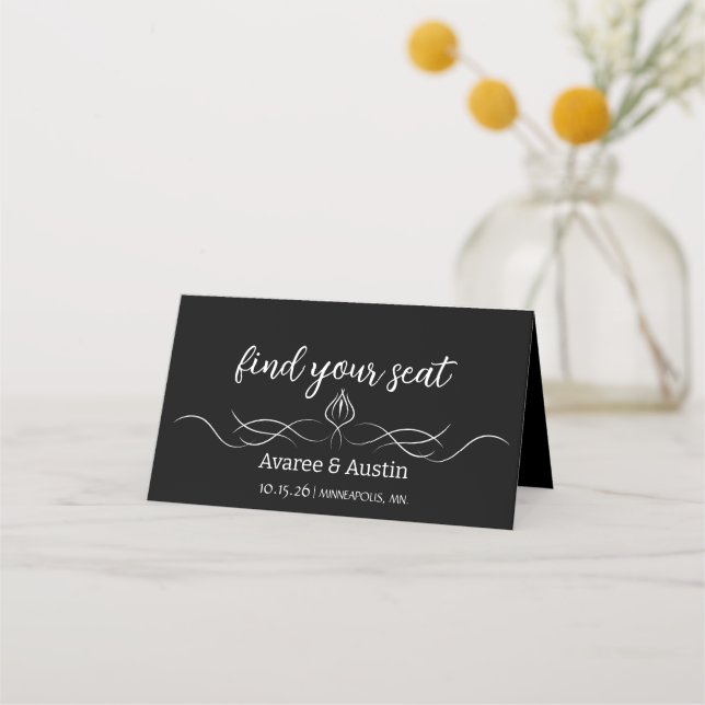 Carte De Placement Black Wedding Table Seating Cards (Devant)