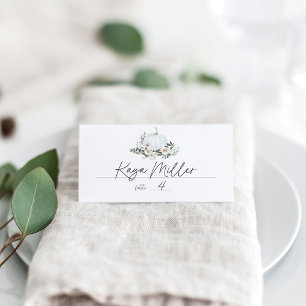 Carte De Placement Blanc automne Citrouille verdure