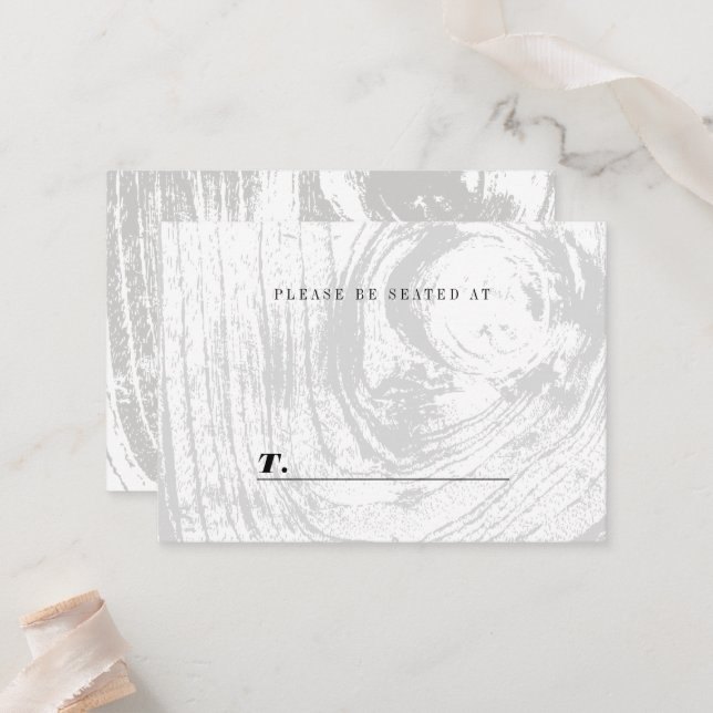 Carte De Placement Blanc Classique Rustique Bois Chic Mariage d'hiver (Devant/Arrière en situation)