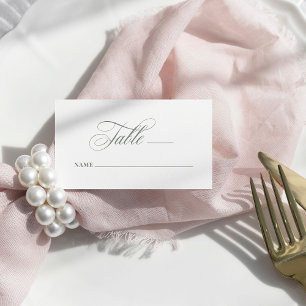 Carte De Placement Blanc et vert Sage   Appartement Mariage classique