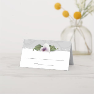 Carte De Placement Blanc et violet Calla Lily Mariage Élégant floral