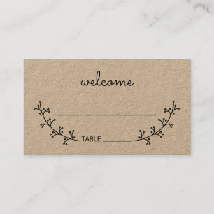 Carte De Placement Blank Rustic Laurels Mariage de papier Kraft