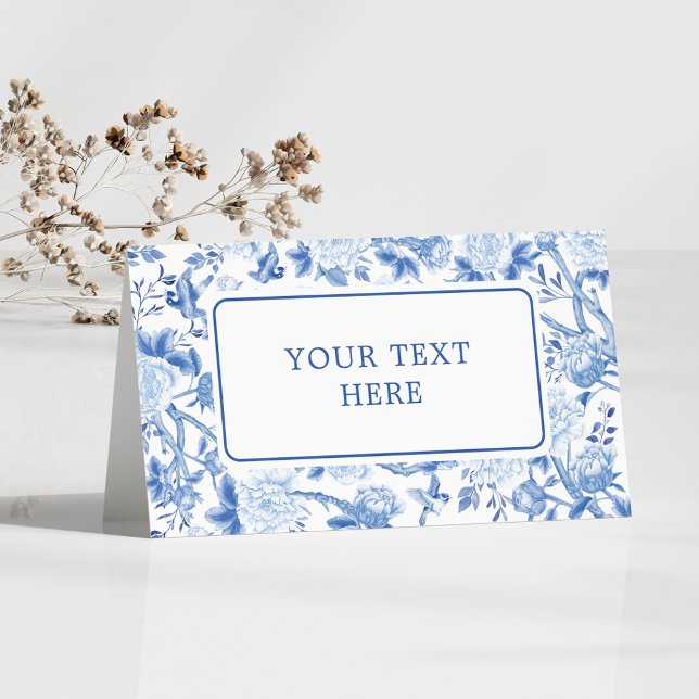 Carte De Placement Bleu Blanc Chinoiserie Floral Mariage Siège (Créateur téléchargé)