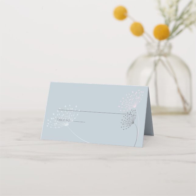 Carte De Placement Bleu Clair Avec Fleurs De Doodle Simple (Devant)