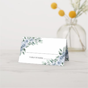 Carte De Placement Bleu Dusty Elegant Floral Boho Rose Rustique Maria
