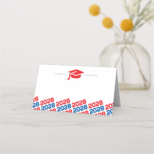 Carte De Placement Bleu et rouge Bleu Bac de Graduation Étiquette pli