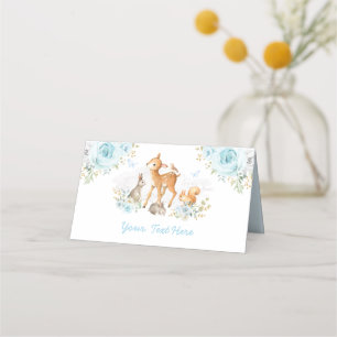 Carte De Placement Bleu Floral Forêt Forêt Animale Douche