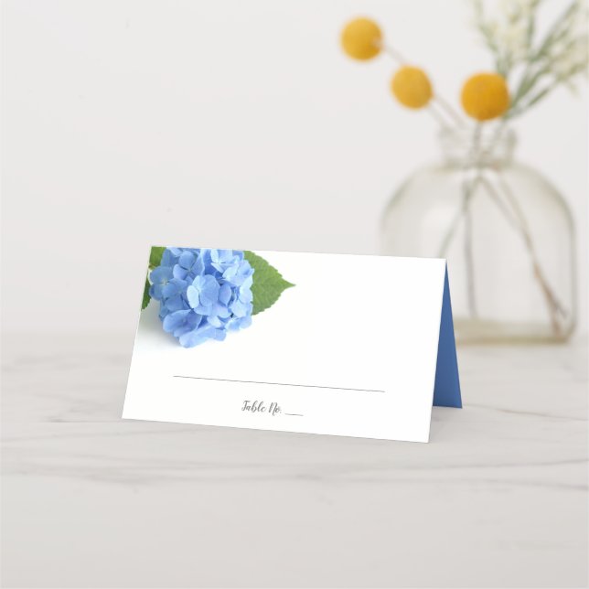 Carte De Placement Bleu Hydrangea Floral Mariage plié (Devant)