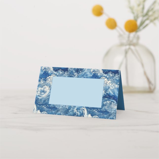 Carte De Placement Bleu océan brisant les vagues (Devant)