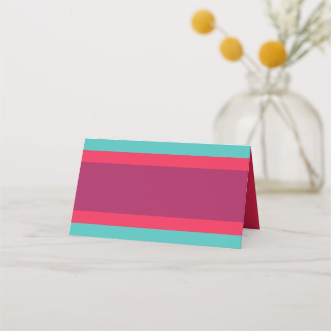 Carte De Placement Bloc de couleur moderne Turquoise rose violet (Devant)