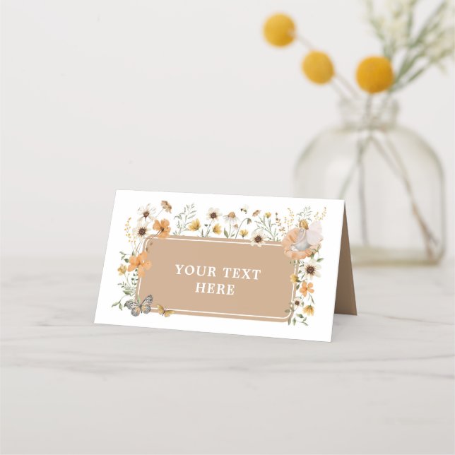 Carte De Placement Blonde Fairy Fall Fleur sauvage Anniversaire Étiqu (Devant)