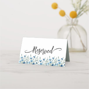 Carte De Placement Blue Boho Chic Fleur sauvage Simple Mariage Réserv