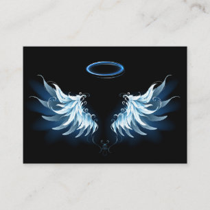 Carte De Placement Blue Glowing Angel Wings on black background