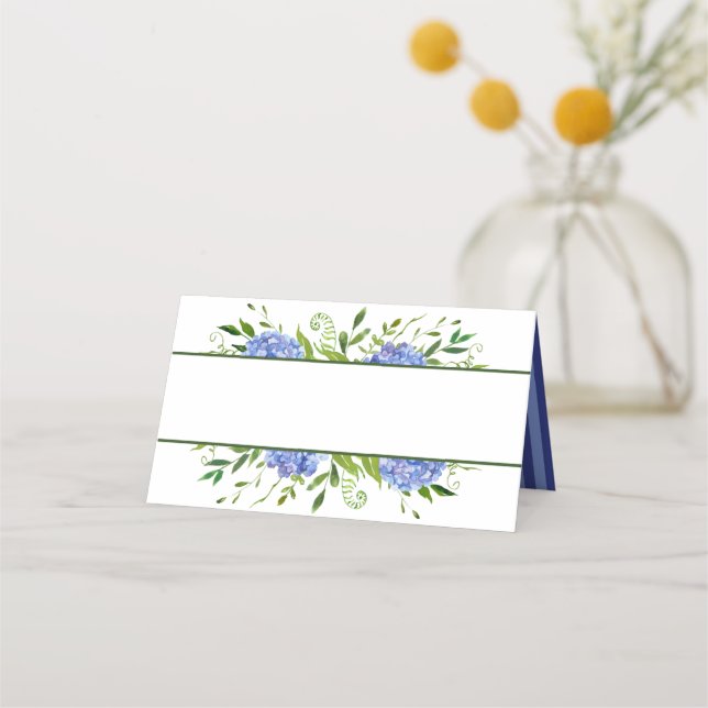 Carte De Placement Blue Hydrangeas Floral Mariage d'aquarelle (Dos)