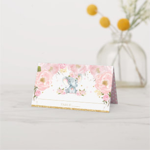 Carte De Placement Blush Floral mignon Eléphant Baby shower Anniversa