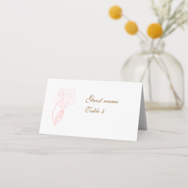 Carte De Placement Blush Pink Floral Folded Tent Place Card (Devant)