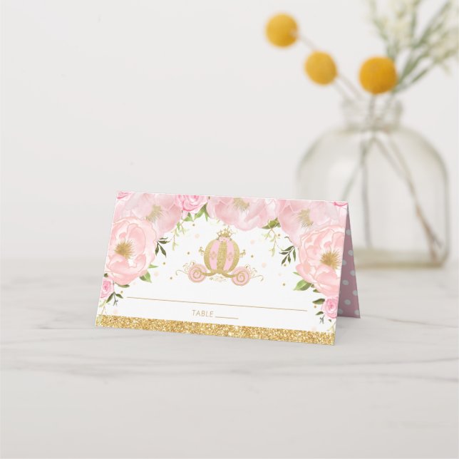 Carte De Placement Blush Rose Floral Princess Carrie Nom du client (Devant)