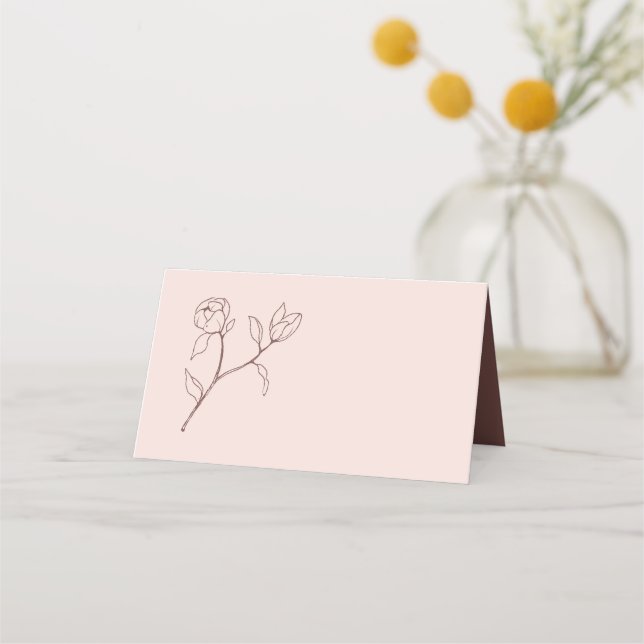 Carte De Placement Bohème Rose Floral Mariage Table Place Card (Devant)