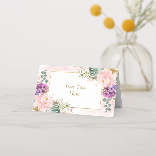 Carte De Placement Bohème Tropical Floral Blush Purple Mariage (Devant)