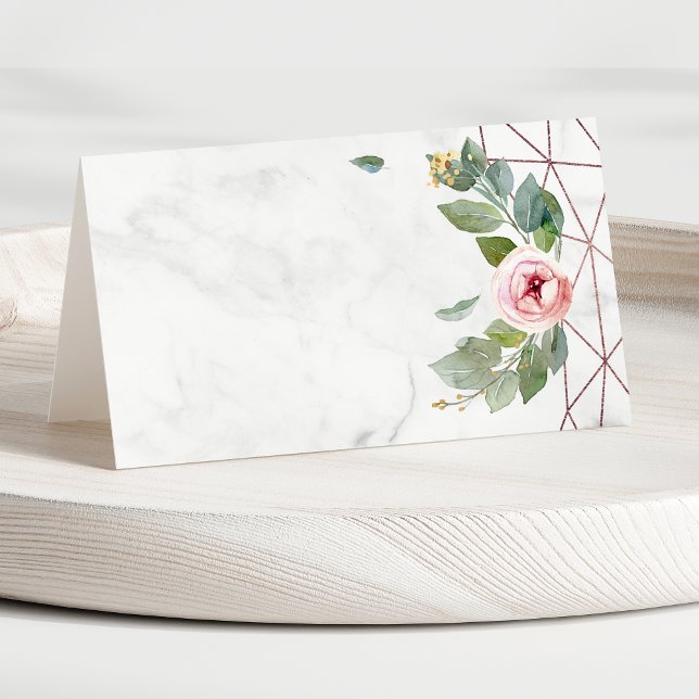 Carte De Placement Boho Aquarelle Floral Rose Or Mariage géométrique (Créateur téléchargé)
