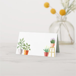 Carte De Placement Boho Aquarelle Poted Houplant Mariage