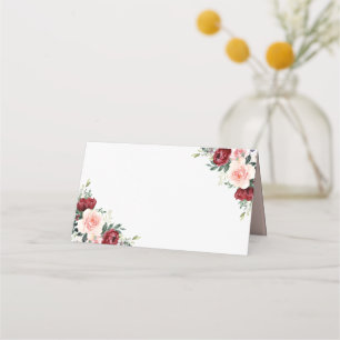 Carte De Placement Boho Burgundy Blush Floral Mariage plié