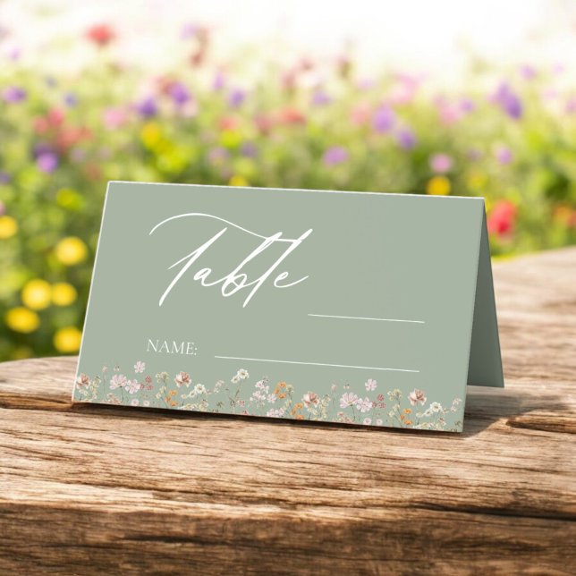Carte De Placement Boho Chic Fleur sauvage Mariage Numéro de table (Créateur téléchargé)