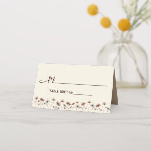 Carte De Placement Boho Chic Fleurs sauvages Élégant mariage écriture