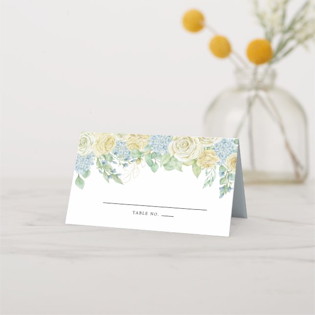 Carte De Placement Boho Chic Hydrangea Rose Floral (Devant)