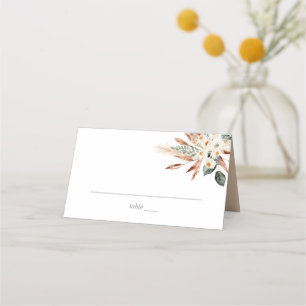 Carte De Placement Boho Cuivre Pampas Grass & Beige Floral - Blanc