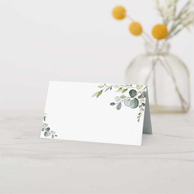 Carte De Placement Boho Eucalyptus Greenery Mariage Carte Place Pliée (Devant)