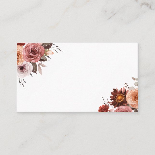 Carte De Placement Boho Fall Aquarelle Floral Bouquet Mariage (Devant)