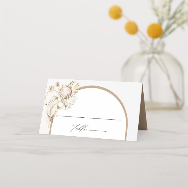 Carte De Placement Boho Protea Pampas Grass Mariage Floral (Devant)