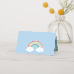 Carte De Placement Boho Rainbow Baby shower Blue Boy