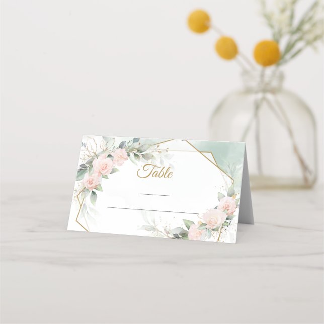 Carte De Placement Boho roses rose rousse fleurs mariage carte place (Devant)
