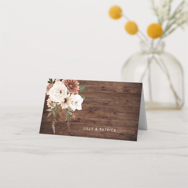 Carte De Placement Boho Rustique Floral Terracotta Mariage (Dos)