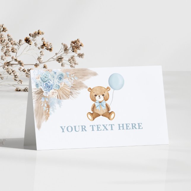 Carte De Placement Boho Teddy Bear Bleu Ballotte nourriture Tentes (Créateur téléchargé)